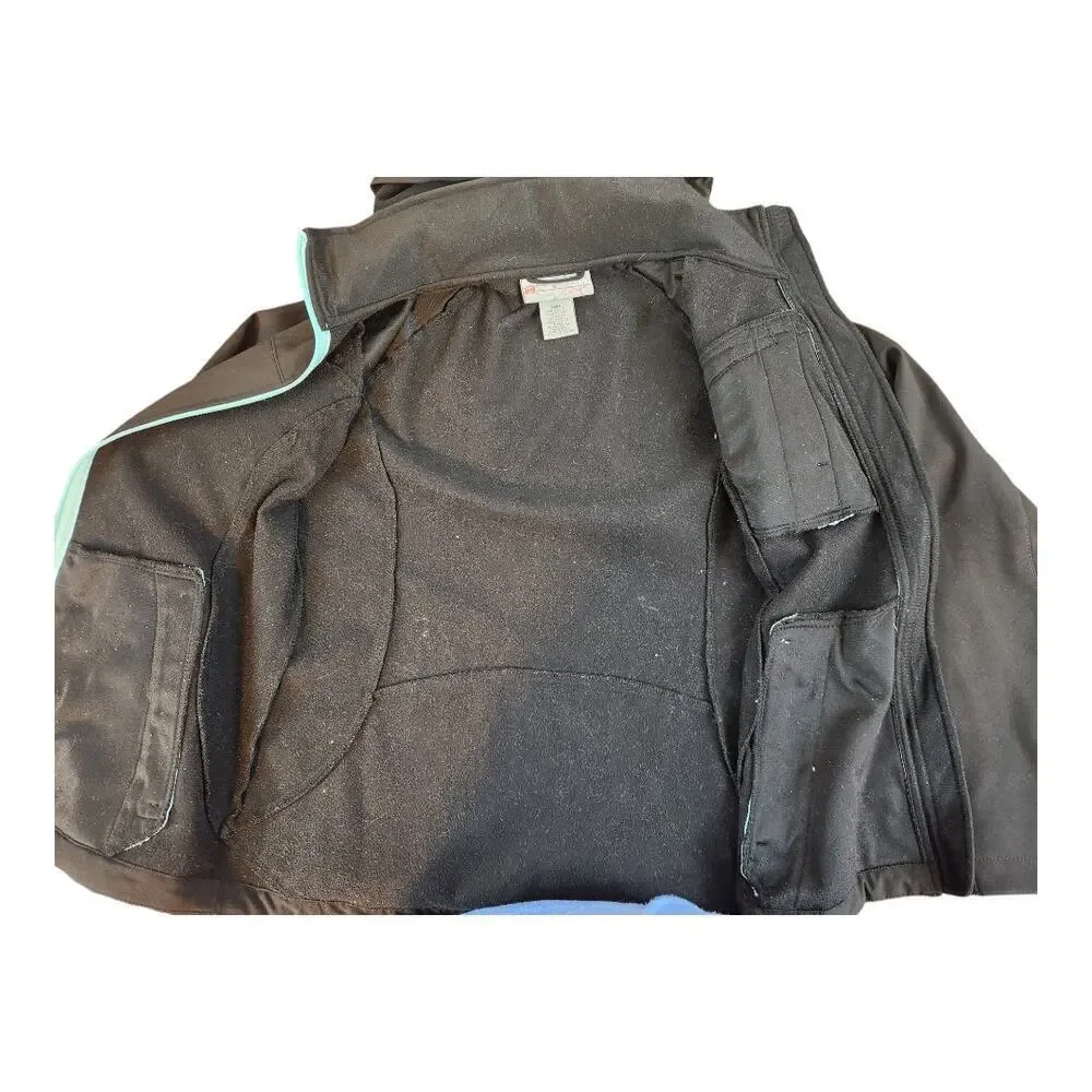 Free Country womens sz small black‎ with blue trim zip jacket with hood